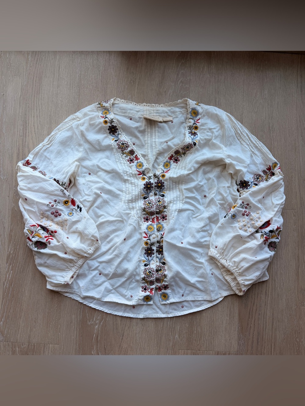 Vanessa Virginia for Anthropologie Carthage Embroidered Peasant Top